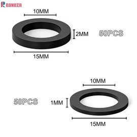 Ronoza Pack of 100 Fitschenringe Room Doors, Washers Door Hinge, Plastic Door Hinge Room Doors, 10 x 15 mm, Thickness 1 mm, 50 Pieces + Thickness 2 mm, 50 Pieces, Mounting Rings Without Abrasion
