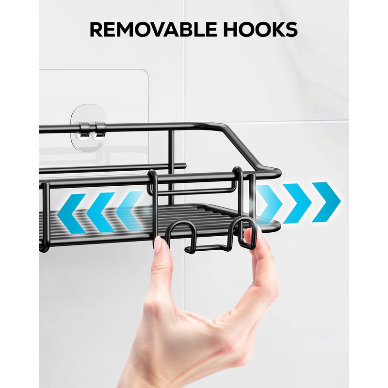 Nieifi Shower Caddy Shelf with Hooks Storage Rack Organizer Adhesive