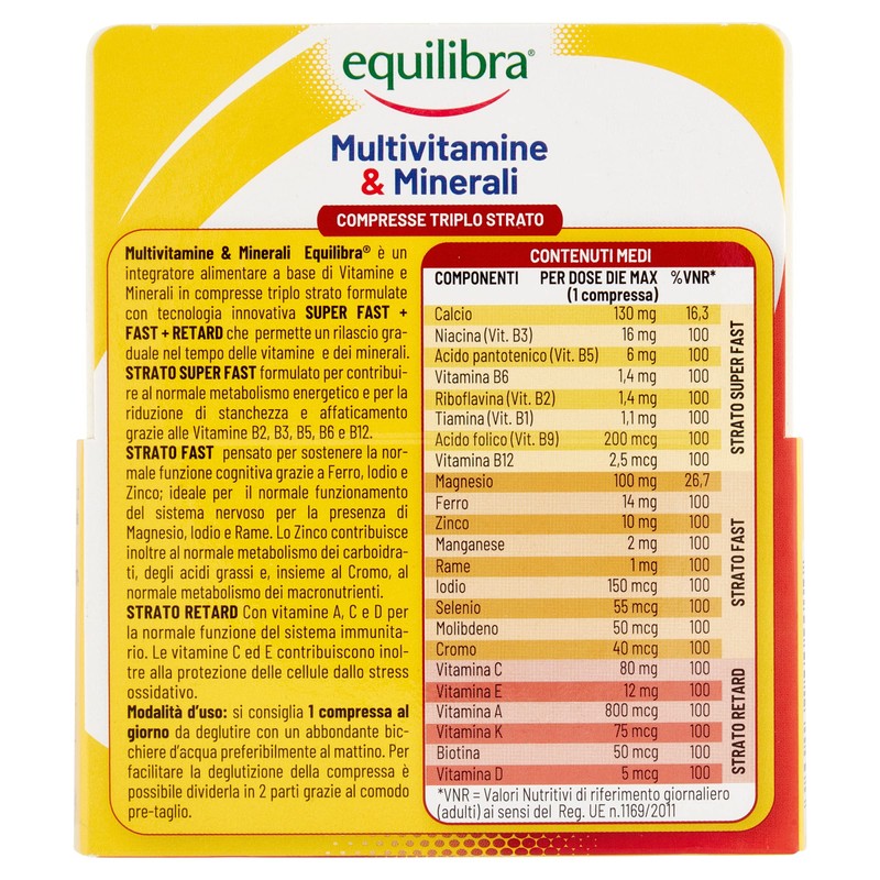 Equilibra Multivitamine e Minerali, Rilascio Prolungato fino a 8 ore,