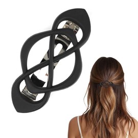 FACHOI French Concord Flat Hair Clips, Hollow Curved Hair Claw Clips Strong Hold Flat Claw Clips for Fine Hair Thick Hair Short Hair Ladies Hair Barrettes F4-LKTHJ （Black）