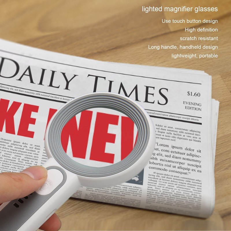 Handheld Magnifying Glass 5x Rechargeable Touch Control LED Light Handheld