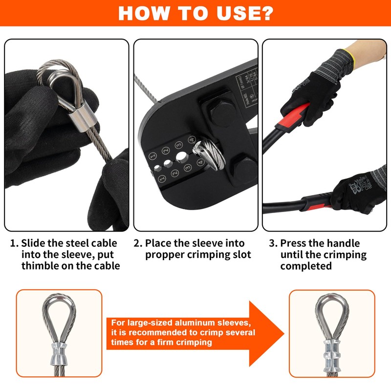 Sanuke Wire Rope Crimper Tool Kit, Swagging Tool for Copper