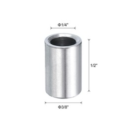 QUARKZMAN 10 Stück Edelstahl-Abstandshalter 1/4" Bohrung x 3/8" Außendurchmesser x 1/2" Länge Schrauben-Abstandsbuchse mit glatter Oberfläche Runder für 1/4" Schrauben, Bolzen und Stangen