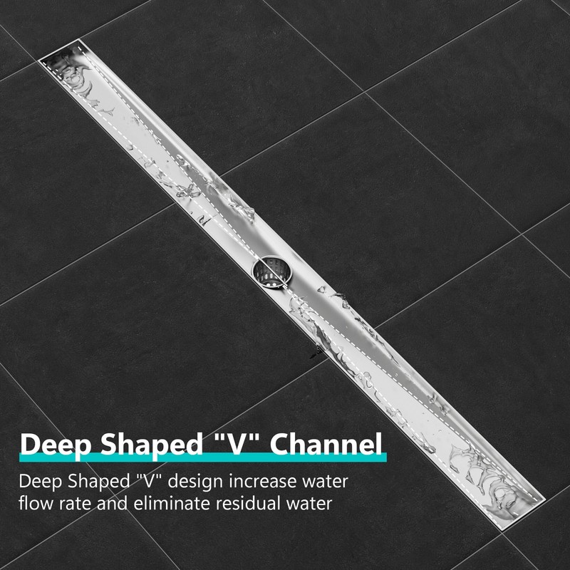 Neodrain 40-Inch Linear Shower Drain with Removable Quadrato Pattern Grate,Brushed