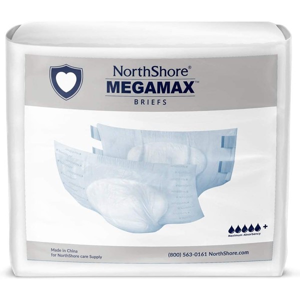 NorthShore MegaMax Tab-Style Briefs for Men and Women, White, X-Large, Case/40 (4/10s)