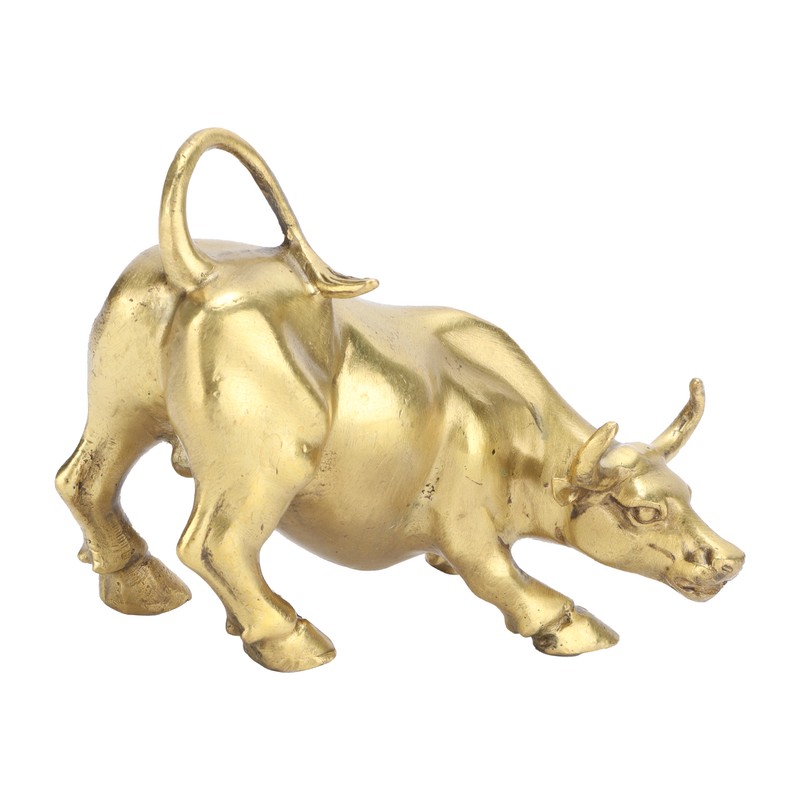 Wall Street Copper Bull Brass Animal Statue Artwork Desktop Decoration