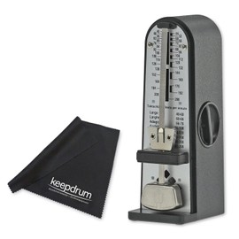 Wittner Taktell Piccolino 890161 Mechanical Metronome Black with Keepdrum Microfibre Cloth