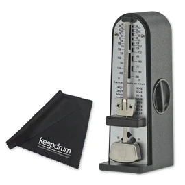 Wittner Taktell Piccolino 890161 Mechanical Metronome Black with Keepdrum Microfibre Cloth