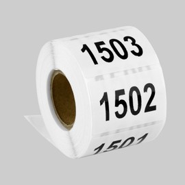 Tuco Deals 1.5" x 1" Inch Large Number Square White / Black Consecutive Number Labels Self Adhesive Stickers - Numbers 1501 to 2000