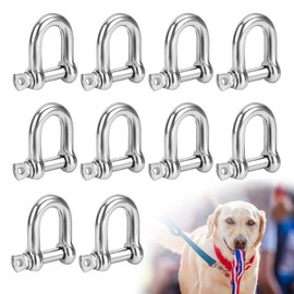 10PCS M6 Stainless Steel D Shackle Set – Heavy Duty Link Hook Shackle with Screw Pins – Thick D-Shackles Lock Rigging, Sailing,Camping,DIY Projects – Traction Hook Accessory