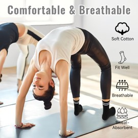 Weysoo 4 Pairs Yoga Socks, Non Slip Grip Socks for Women, Falls Prevention Pilates Socks for Yoga,Fitness,Dance,Ballet,Home