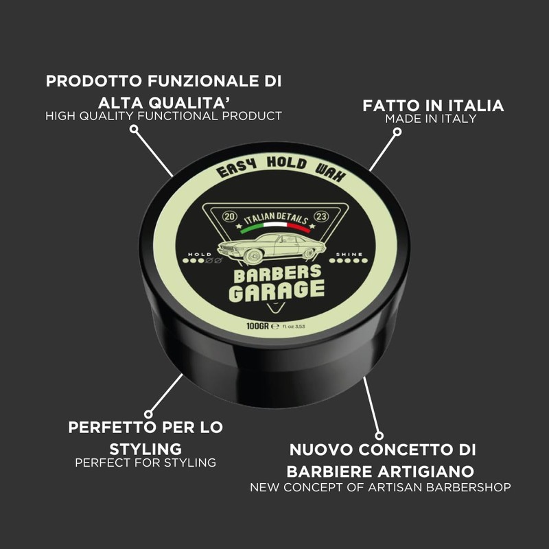 Barbers Garage Easy Hold Wax - Hair Wax for Shiny