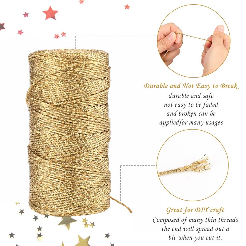G2PLUS 200M Decorative Metallic String - 1.5mm Gold and Silver