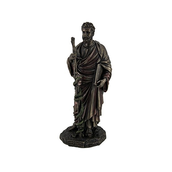 Veronese Design Hippocrates Greek Father of Medicine Holding Book & Staff Bronze Finish Statue