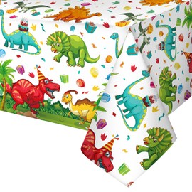 Tegeme Dinosaur Plastic Tablecloth Dinosaur Party Table Cover 54 x 108 Inch Disposable Waterproof Dino Print Table Cloth for Birthday Party Supplies Picnic(1 Pcs)