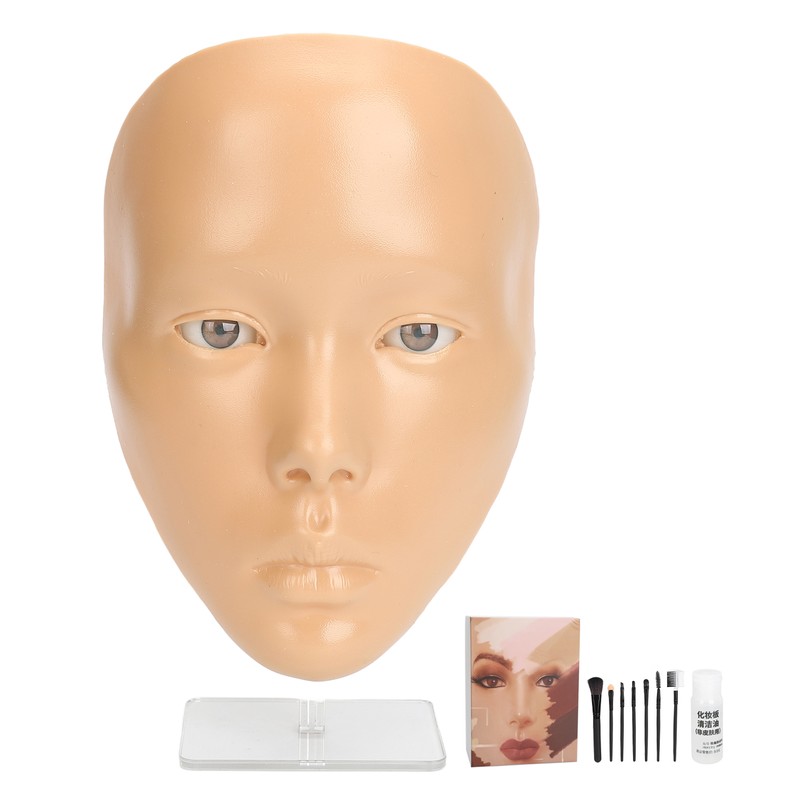 Silicone Makeup Practice Full Face Board with 20ml Cleansing Oil