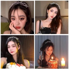 Tanosimi Happy Birthday Headband Tiara, Hair Ornament, Cute, Stylish, Popular, Party Goods, Photography/Shooting, Parties, Birthdays, Women's, Girls, Set of 2 Colors