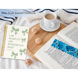 ICEWHITEY Cute Bible Notebook Journal,Preppy School Supplies,Bible Study Notebook for Teen Girls Kids,Green Bow Spiral Notebooks for Women,Christian Prayer Journal for Women,5.5x8.4 Inch