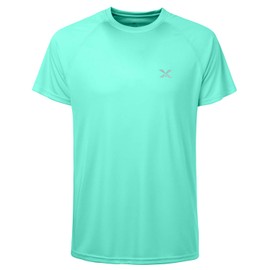Men's UPF 50+ Sun Protection Moisture Wicking Lightweight Short Sleeve T-Shirts Athletic(Glass Blue,S)