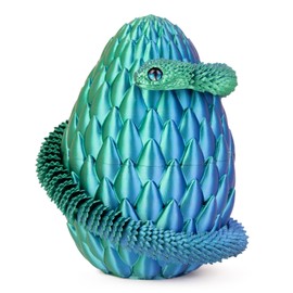 Memogizz Easter Eggs, Snake Egg with 3D Printed Snake, Year of The Snake 2025, 3D Printed Snake, Executive Desk Toys, Articulated Snake, Fidget Toys Gifts for Easter Adults (GreenBlue)