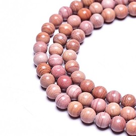 Asingeloo - Gema de jaspe natural, redonda, perlas sueltas, ágata para hacer joyas, Rosado, 8MM, 1