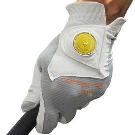 Copper Tech Men's Golf Gloves - Optimal Wrist Support with Copper Infused Thread - 100% AAA Synthetic Tacky Leather - Perfect for Summer & Fall Golfing - Golf Gloves Men (Hand Orientation: Both Hand)