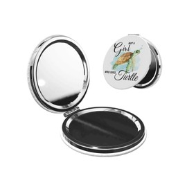 KWSAAHU Double-Sided Pocket Compact Mini Makeup Mirrors 1x, 2X Magnifying Mirror Portable Foldable Round Small Purse Mirror Suitable Daily Travel Party for Man Woman - Cute Turtle