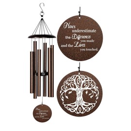 Retirement Wind Chime, Tree of Life, Inspirational Retirement Gifts for Men, Women, Teacher, Co-Worker, Employee, Nanny, Nurse Going Away Gifts Retirement Decorations(Copper)