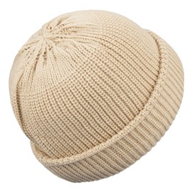 Croogo Gorro de Punto de Calavera para Uso Diario, Gorro clásico para Hombre, Gorro de Invierno cálido con Borde Enrollable, Gorro de esquí de Pescador, Kh45-nn-s-beige, Small