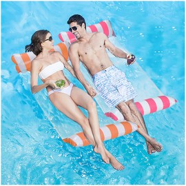 Water Mattress, Pack of 2 Air Mattress Pool Water Seat Pool Water Hammock with Net Bath Hammock, Pool Accessories Fun Adult Air Mattress Water