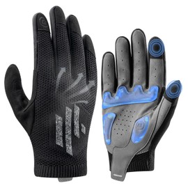 ROCKBROS Mountain Bike Gloves for Men Cycling Glove Touch Screen Anti-Slip Gloves Breathable Knitted Full Finger Bicycle Gloves for MTB Road Biking Outdoor Working Black Reflective Spring Autumn