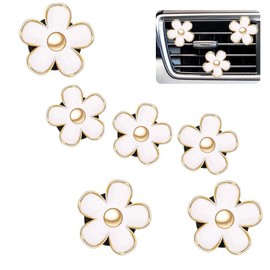 6 Pcs Daisy Flower Air Vent Clip Air Conditioning Outlet Clip Car Air Freshener Clip Car Interior Decor Charm Colorful Car Interior Accessories for Girls Women(White)
