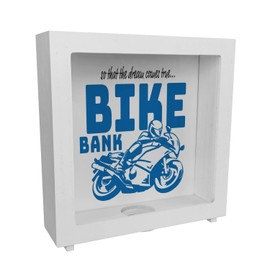 Bike Bank Frame Money Box Made of Wood in Blue on the Theme of Motorcycle Buying and Motorcycling Beautiful Money Box Gift for Money Foxes Who Like a Biker's Dreams or