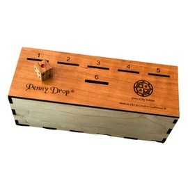 Penny Drop Game - Giant Poker Chip Deluxe Edition | Fun Dice Bar Game for 2+ Players| Wood Dice Included | Made in the USA by Creative Crafthouse