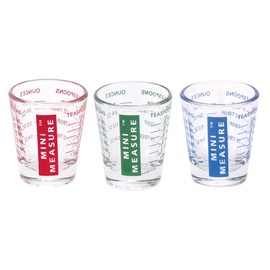 Kolder Mini Measure Heavy Glass, 20-Incremental Measurements Multi-Purpose Liquid and Dry Measuring Shot Glass, Red, Blue and Green, Set of 3