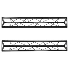 KUAFU 2 x 5ft Triangle Truss Lighting, 10"x10" Diameter Stand, Universal DJ Metal 5', DJ Booth Lighting System Stand, Mobile Steel Lighting Triangle Bolted Truss, Black (Two Packages)