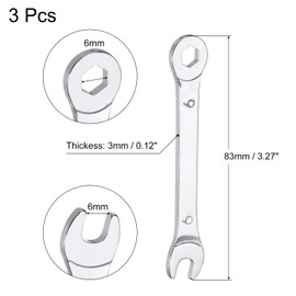 uxcell 3pcs 6mm Thin Combination Wrench with Offset 6-Point End and 15° Angled Open End Multi-function Metric Mirror-Chrome Plated High Carbon Steel Spanners for Maintenance and Repairs