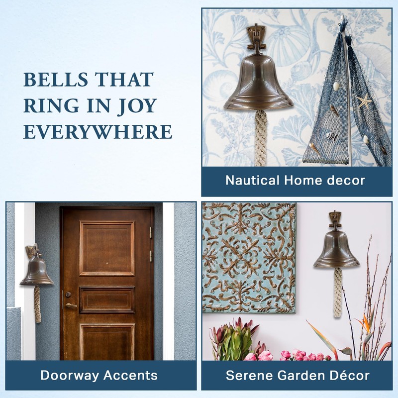 5" Solid Brass Bell Antique Brass Quality Marine Wall Mounted