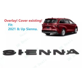 Sienna OVERLAY Rear Liftgate Matte Black SIENNA Letter Logo Emblem 2021+ Toyota Sienna