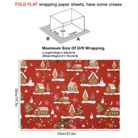 RUSPEPA Christmas Wrapping Paper Sheets - Christmas Gnome and Gingerbread Design Perfect for Christmas, Birthday Any Occasion - 12 Folded Sheets - 19.68 X 27.5 Inch