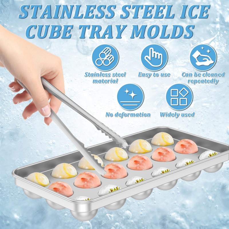FwQoFvk Stainless Steel Round Ball Ice Maker, Rust Resistant Metal