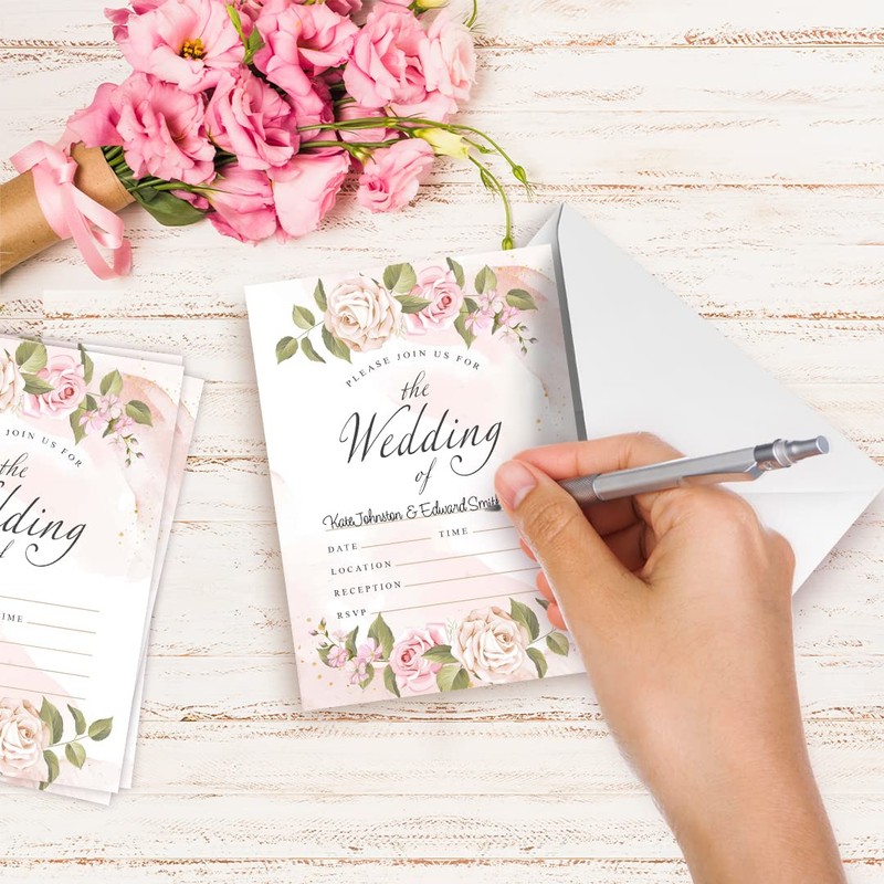 Kirsten McMillan Floral Wedding Invitations with Envelopes - A6 Designed