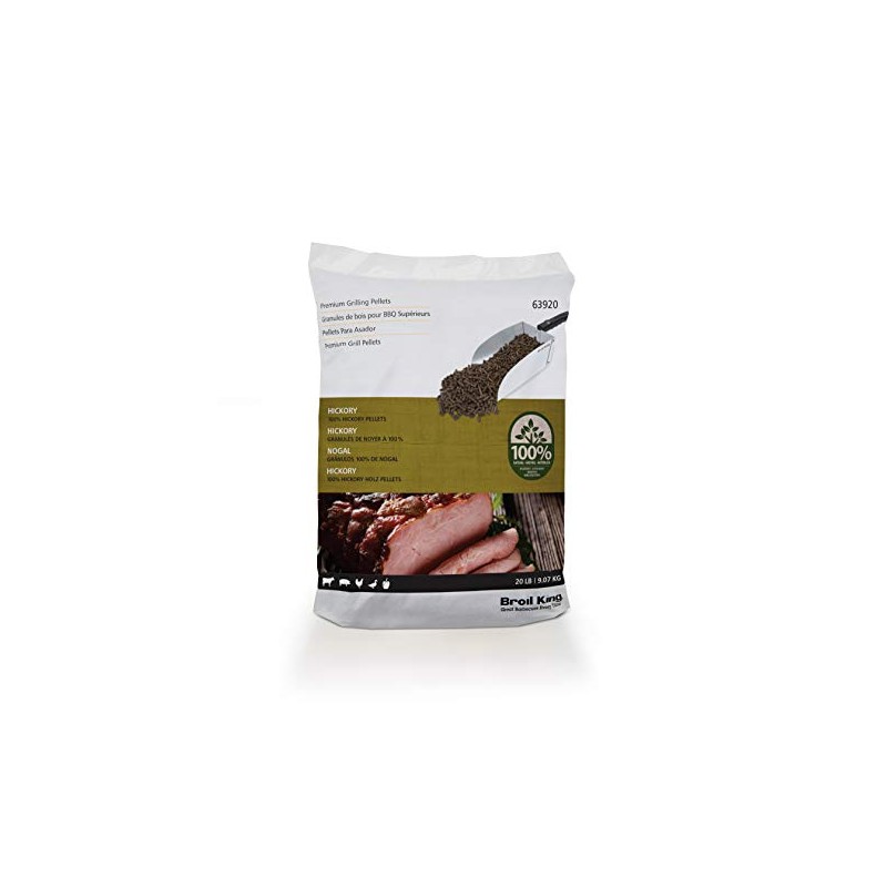 Broil King 63920 100% Hickory Hardwood Grilling Pellets, Wood