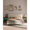 JOONEE Nightstand with Charging Station and LED Lights,Modern Bedside Table