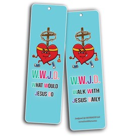 NewEights What Would Jesus Do WWJD Christian Bookmarks for Kids (12-Pack) – Daily Motivational Card Set – Collection Set Book Page Clippers – Ideal for Church Prayer Group Gifts