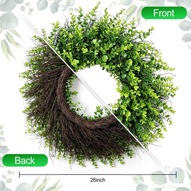 26” Boxwood Wreaths for Front Door Summer Wreaths for Front