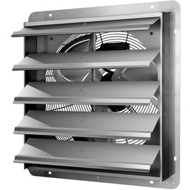 iPower 20 Inch Wall Mounted Shutter Exhaust Fan, Aluminum, 1200 RPM, 3368 CFM, for Attic, Garage, Louvered Vent, Plant, Greenhouse, Silver