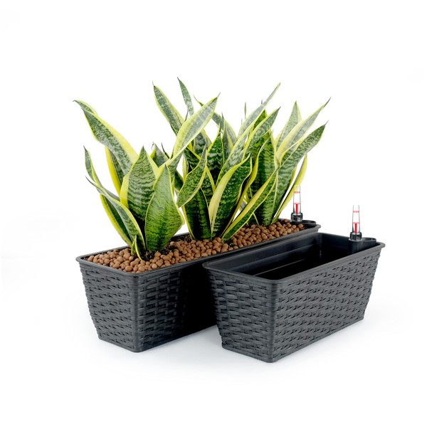 SVRCK Stylish Self-Watering Wicker Planters - Indoor & Outdoor Use,