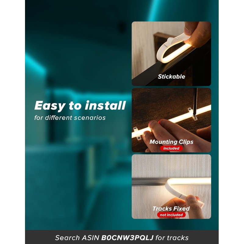 Shine Decor COB LED Rope Light AC 120V, 800lm Ultra