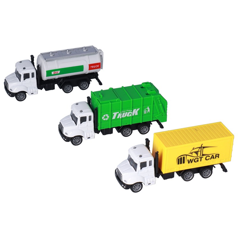 3pcs 1:50 Garbage Truck Models Set Plastic Alloy Sanitation Tanker